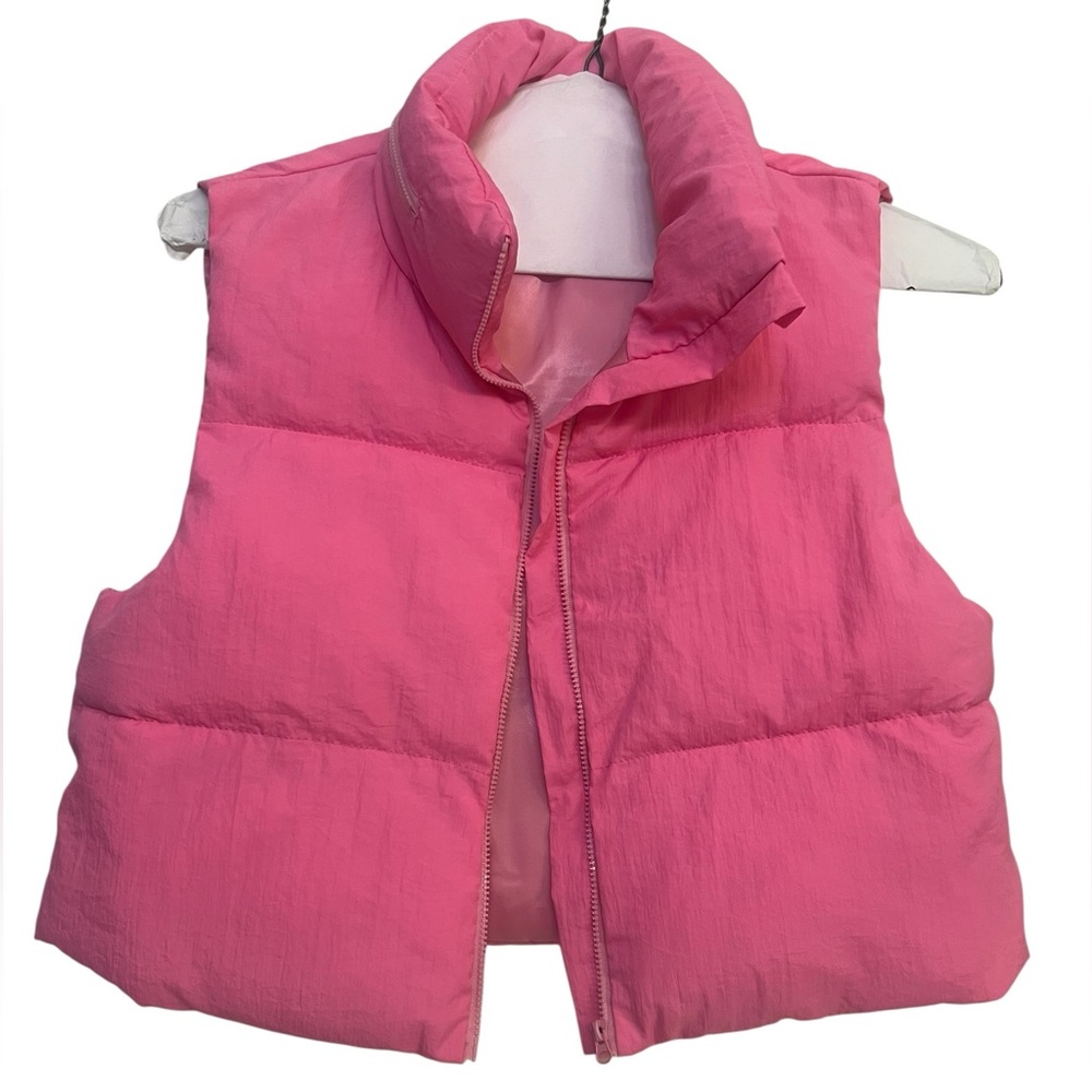 Pink  Zip Up Puffer Vest Coat - Size XS